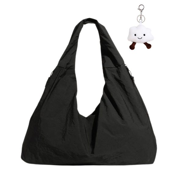 Tote Bag Slouchy Hobo Bag Nylon Handbag Solid Color Draped Shoulder >:( - Picture 1 of 10